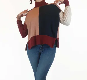 Gorman 100% merino wool pink, red and navy high neck jumper size 10