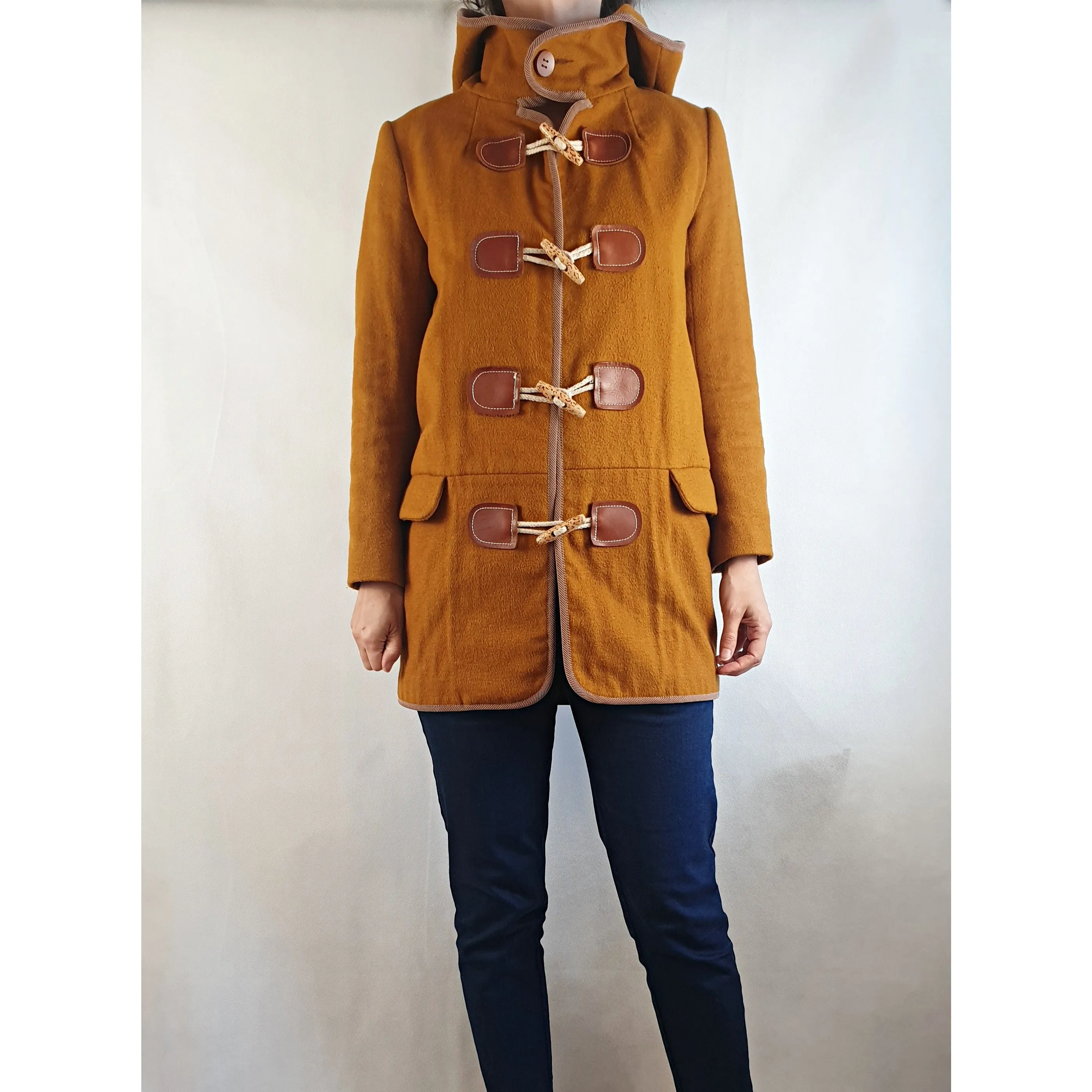 Gorman mustard wool mix duffle coat with animal print toggles size 6 (fits 6-8)