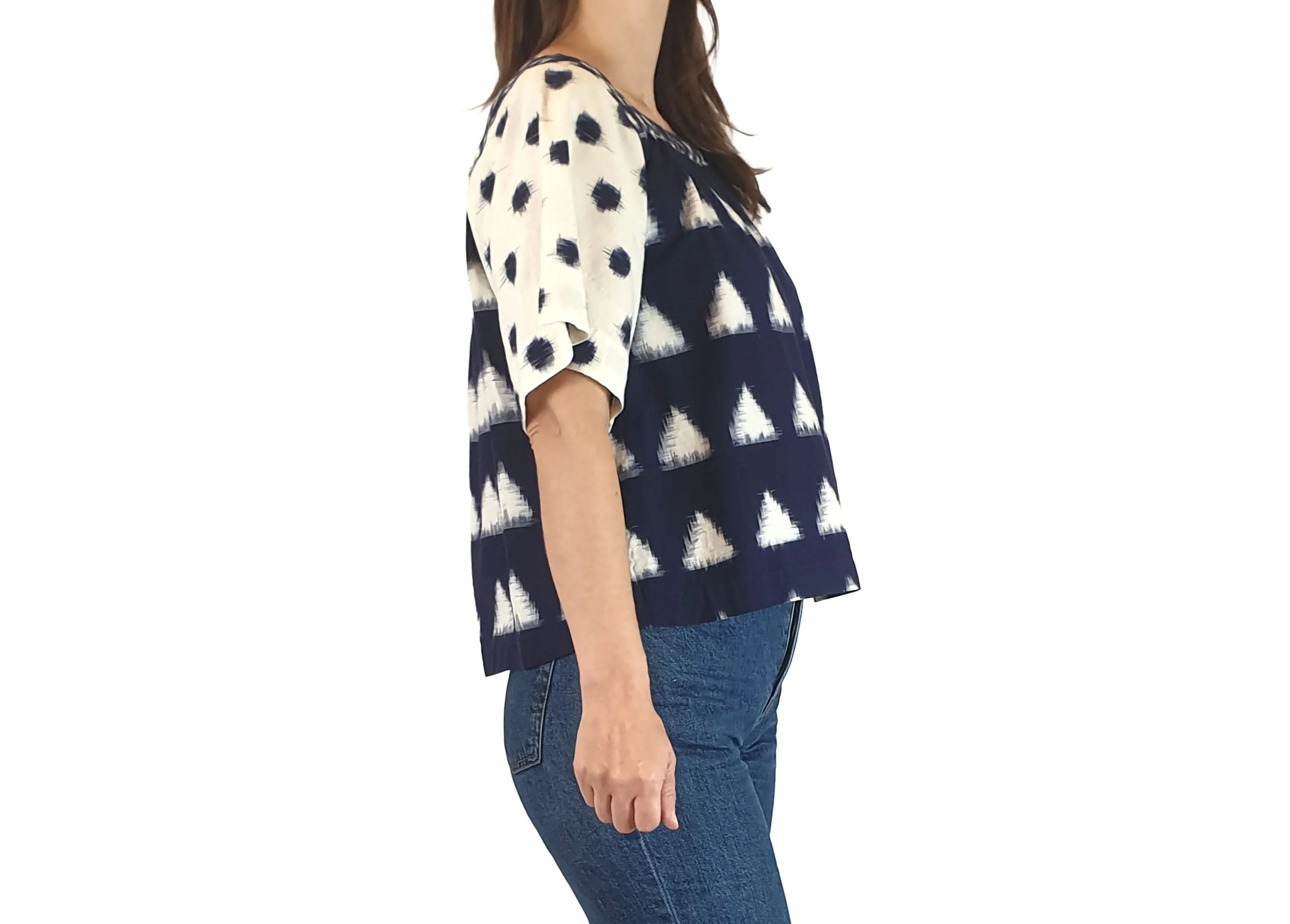 Gorman navy and white print top size 8
