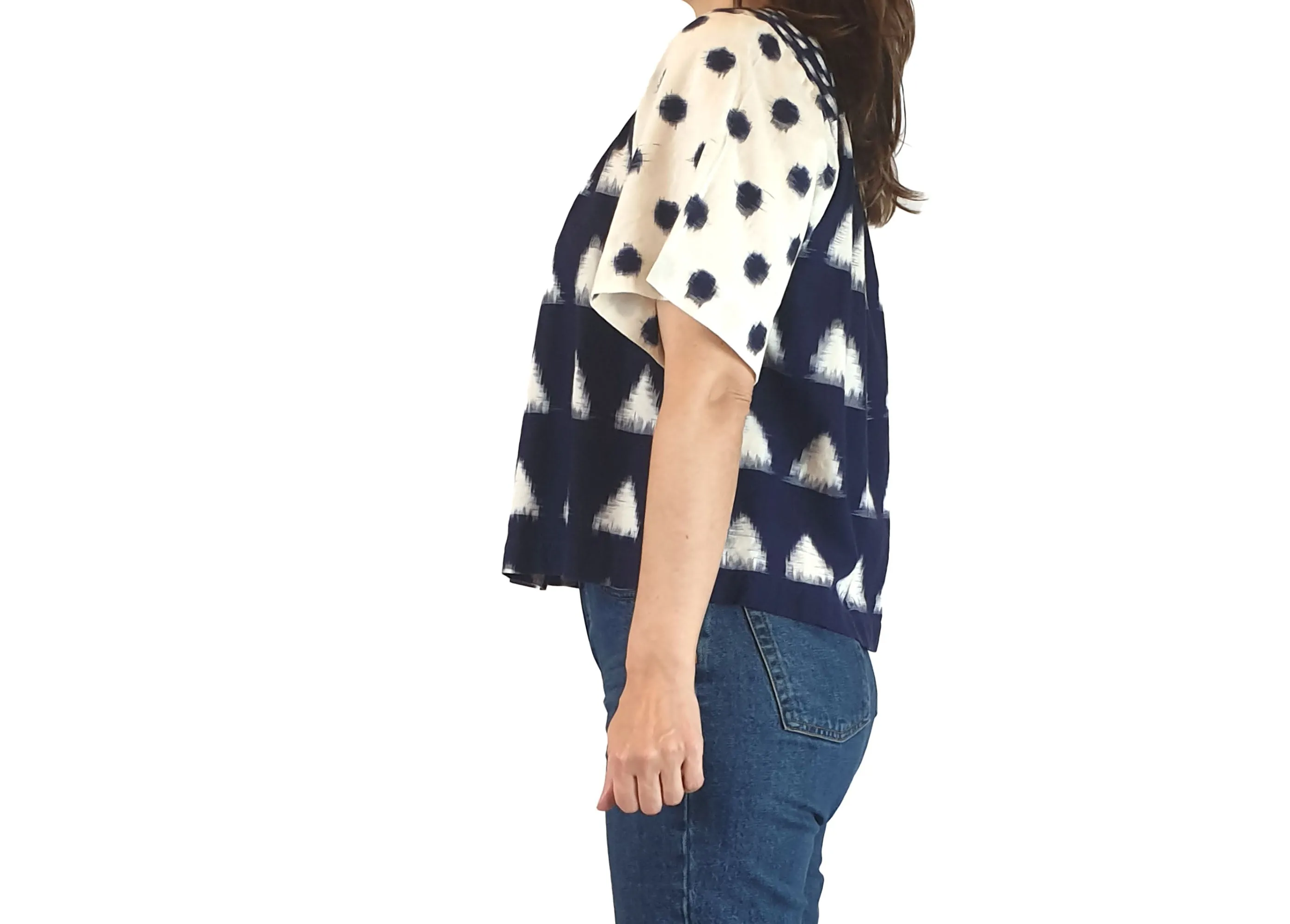 Gorman navy and white print top size 8