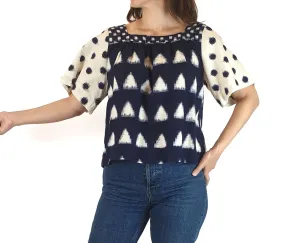 Gorman navy and white print top size 8