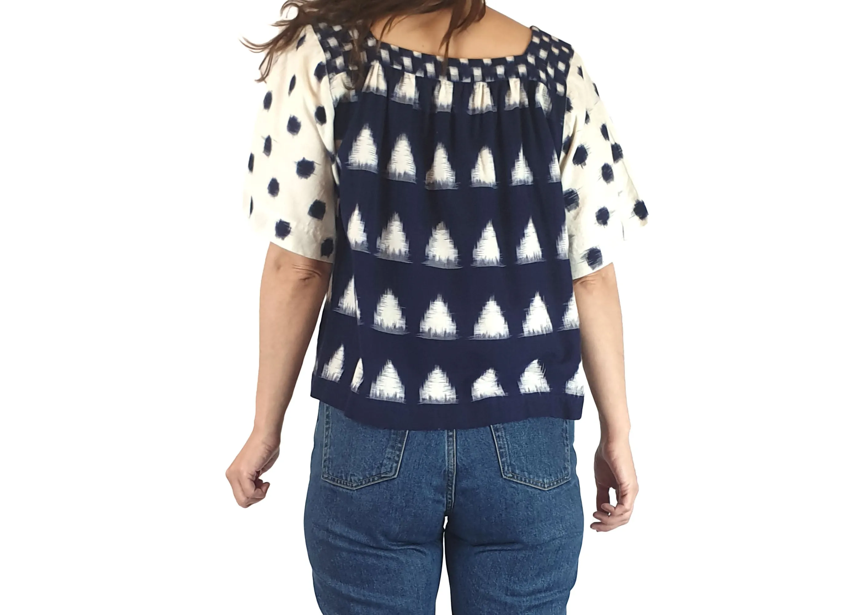 Gorman navy and white print top size 8