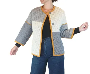 Gorman quilted blue, white and mustard coat size 8