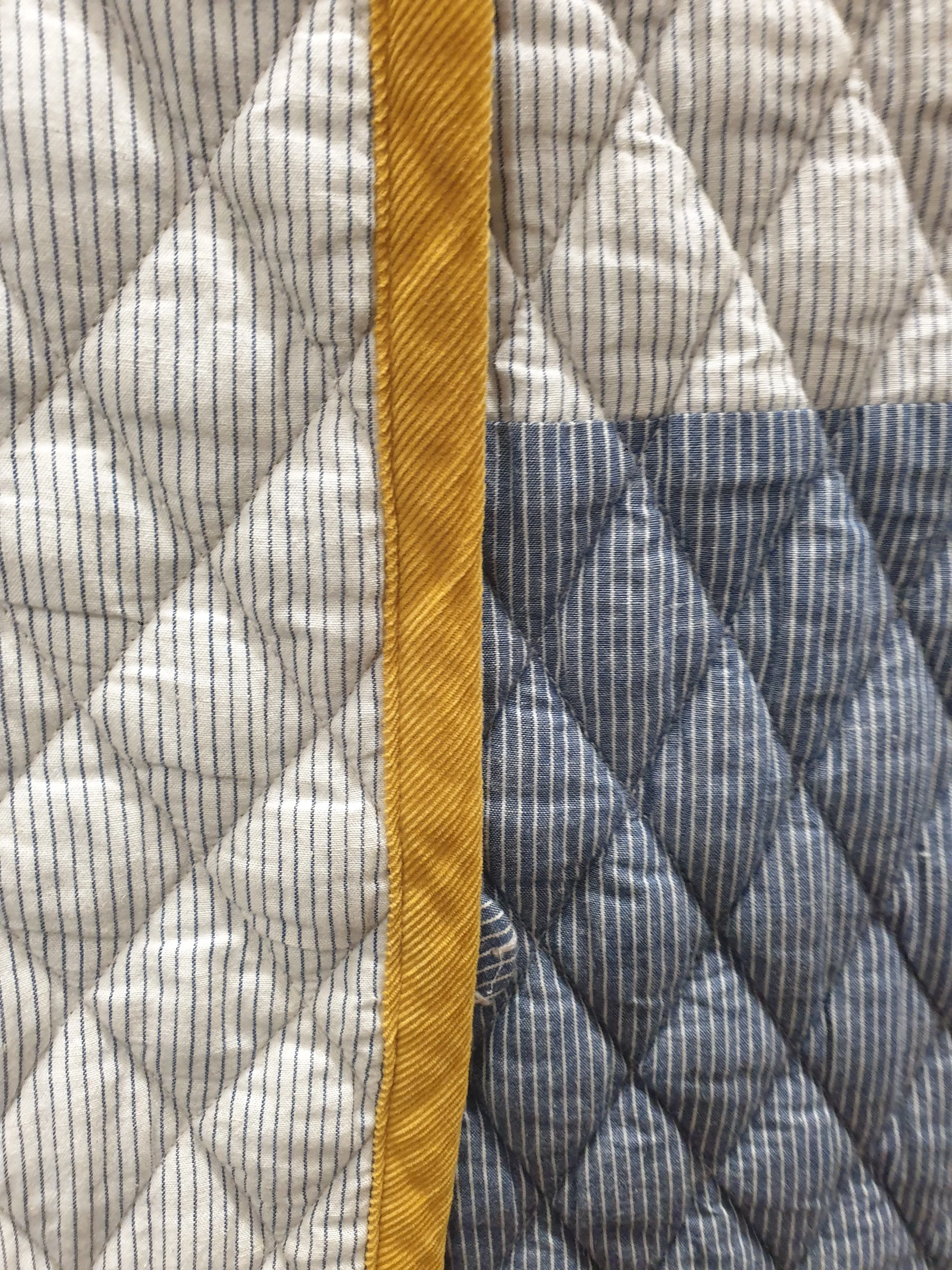 Gorman quilted blue, white and mustard coat size 8