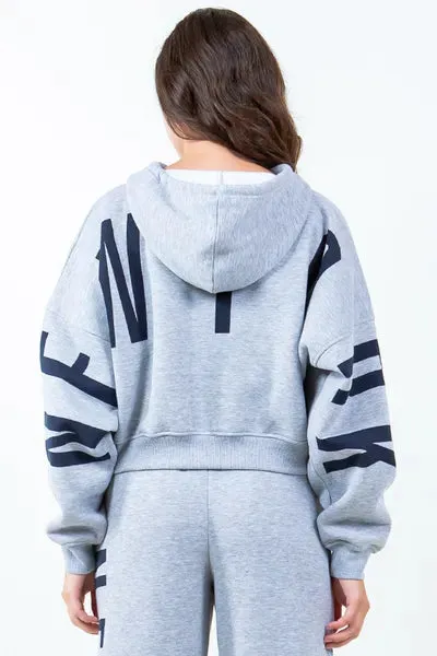 Graphic Long Sleeve Cropped Hoodie