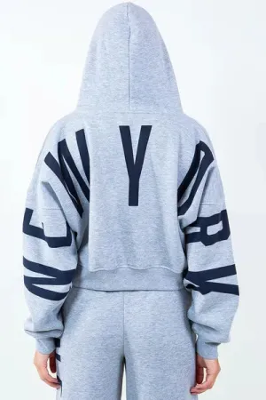 Graphic Long Sleeve Cropped Hoodie