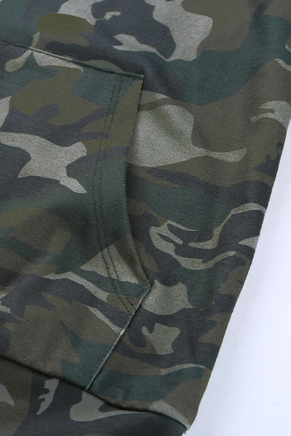 Green Camo Print Kangaroo Pocket Hoodie