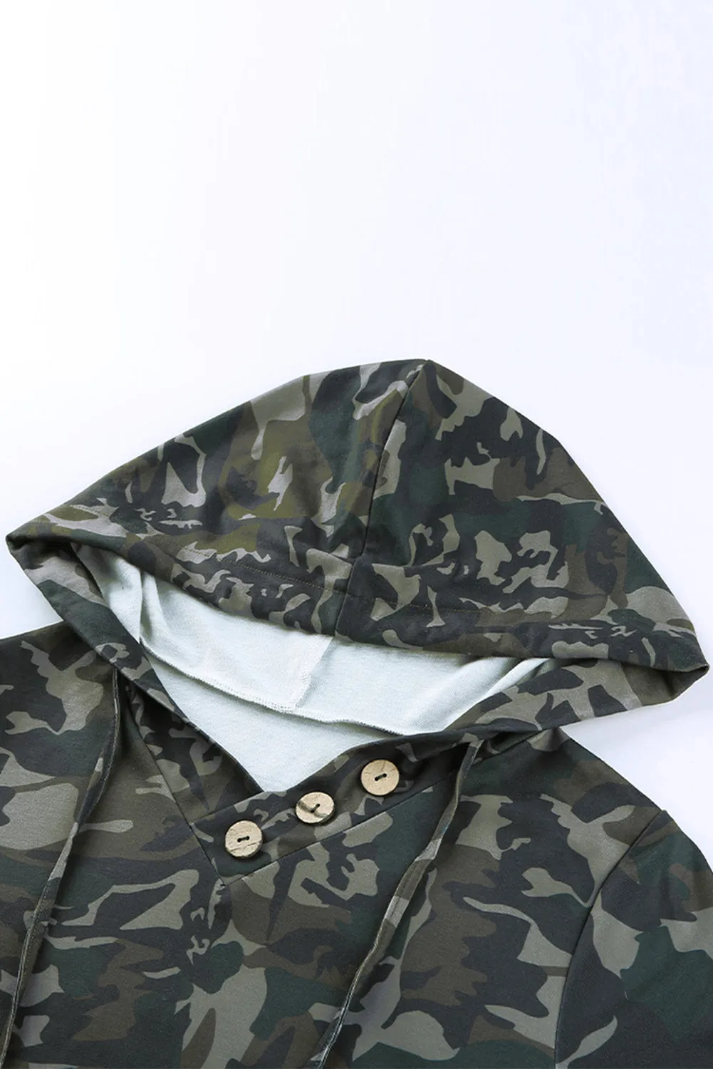 Green Camo Print Kangaroo Pocket Hoodie