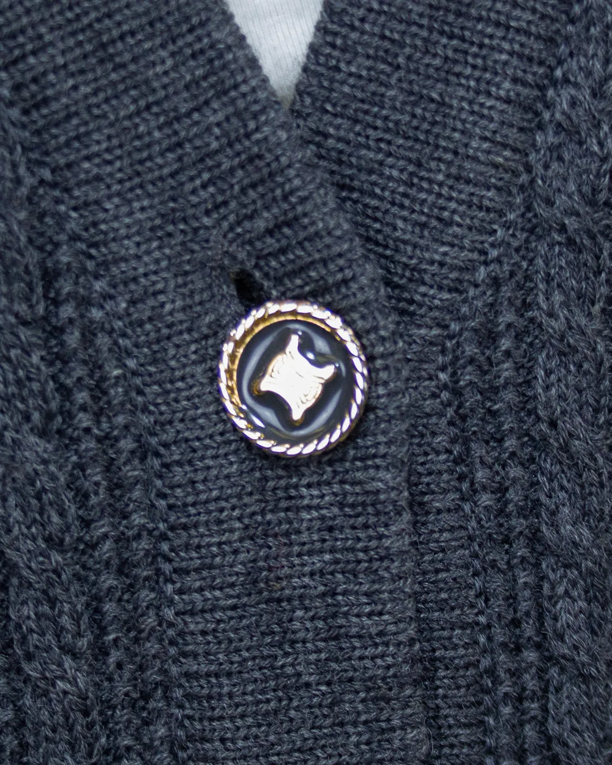 Grey Wool Knit Cardigan with Chains