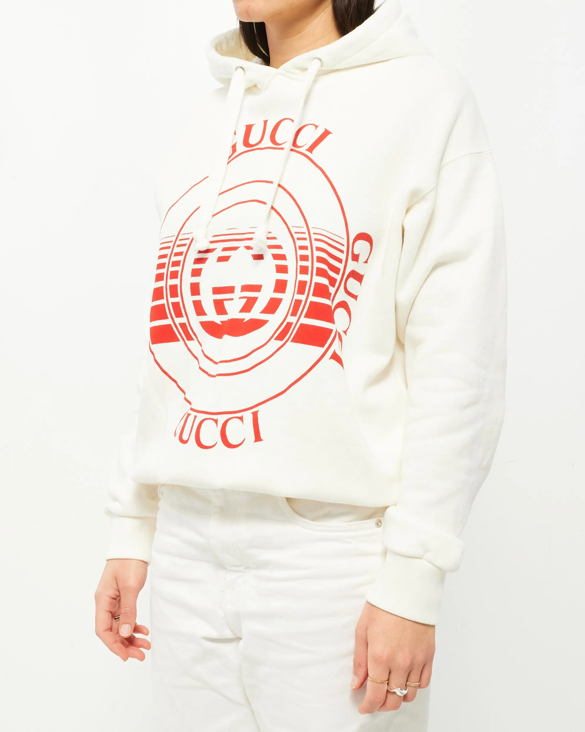 Gucci White & Red Logo Hoodie - XS