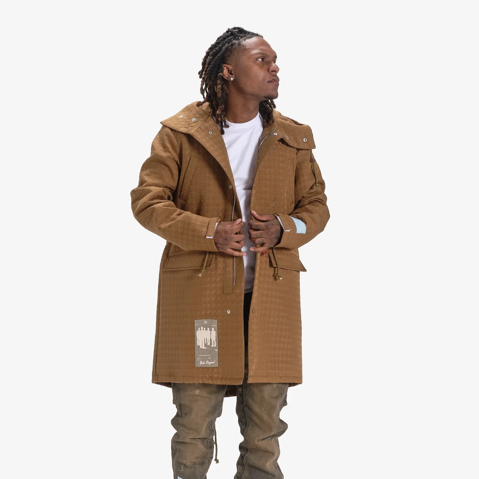 HALO HOUNDSTOOTH TRENCH COAT (BRONZE)