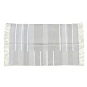 Handwoven Minimalistic Gray Cotton Rug with Fringes