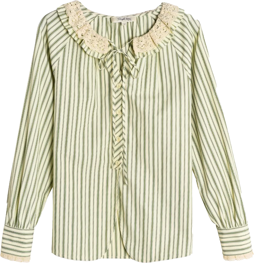 Harper Round Neck Lace Vertical Lines Shirt