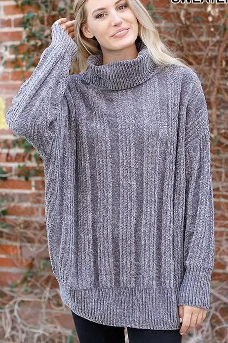 HAZEL CABLE PULLOVER GREY*
