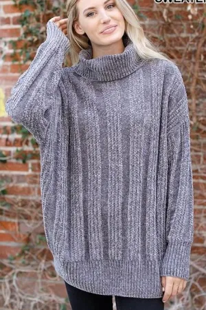 HAZEL CABLE PULLOVER GREY*
