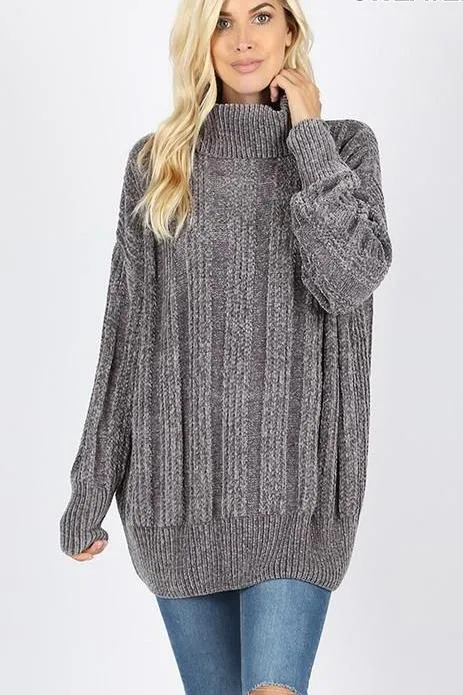 HAZEL CABLE PULLOVER GREY*