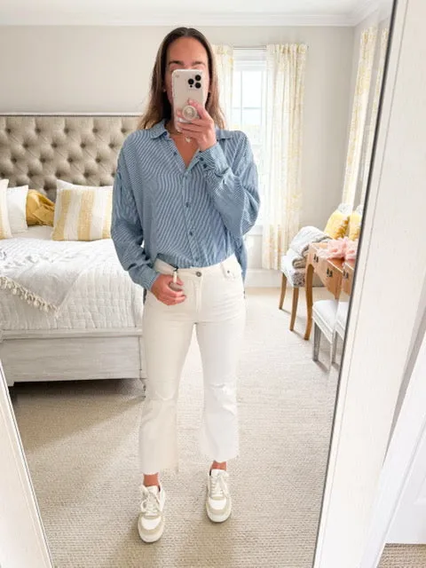 HIdden Sea Salt DIstressed Step Hem Straight Leg