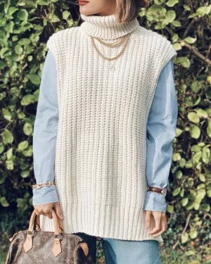 High Heap Collar Knit Vest Sweaters