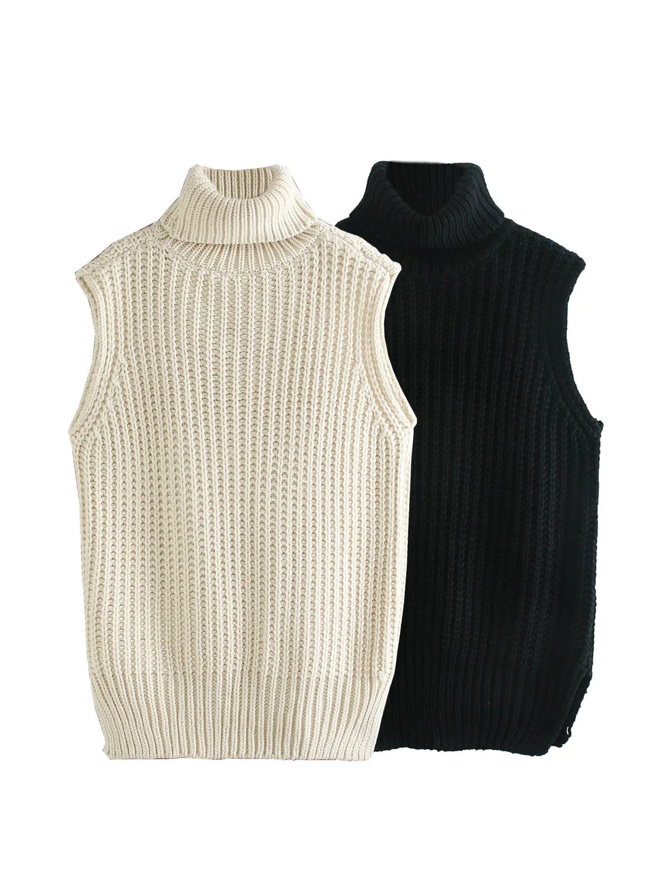 High Heap Collar Knit Vest Sweaters