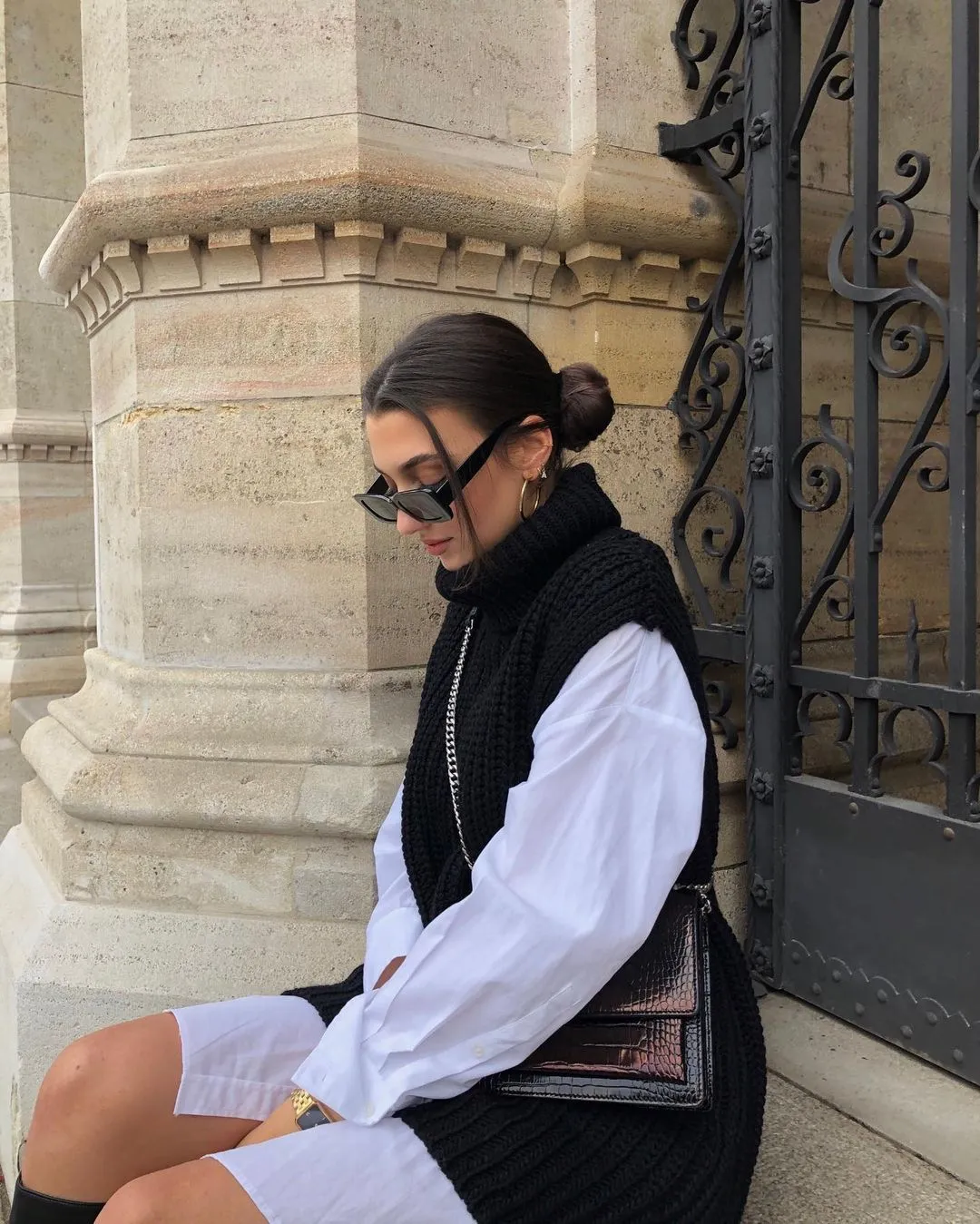 High Heap Collar Knit Vest Sweaters
