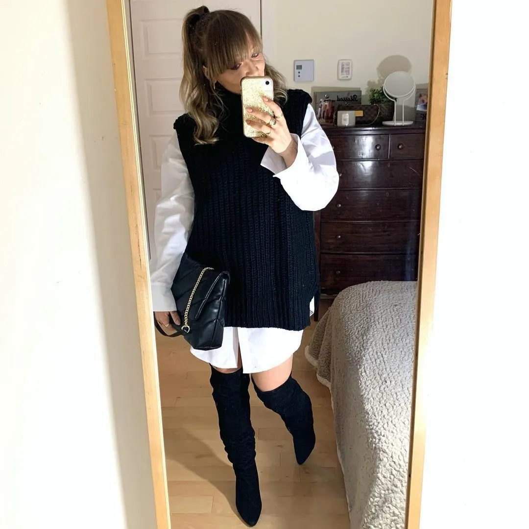 High Heap Collar Knit Vest Sweaters