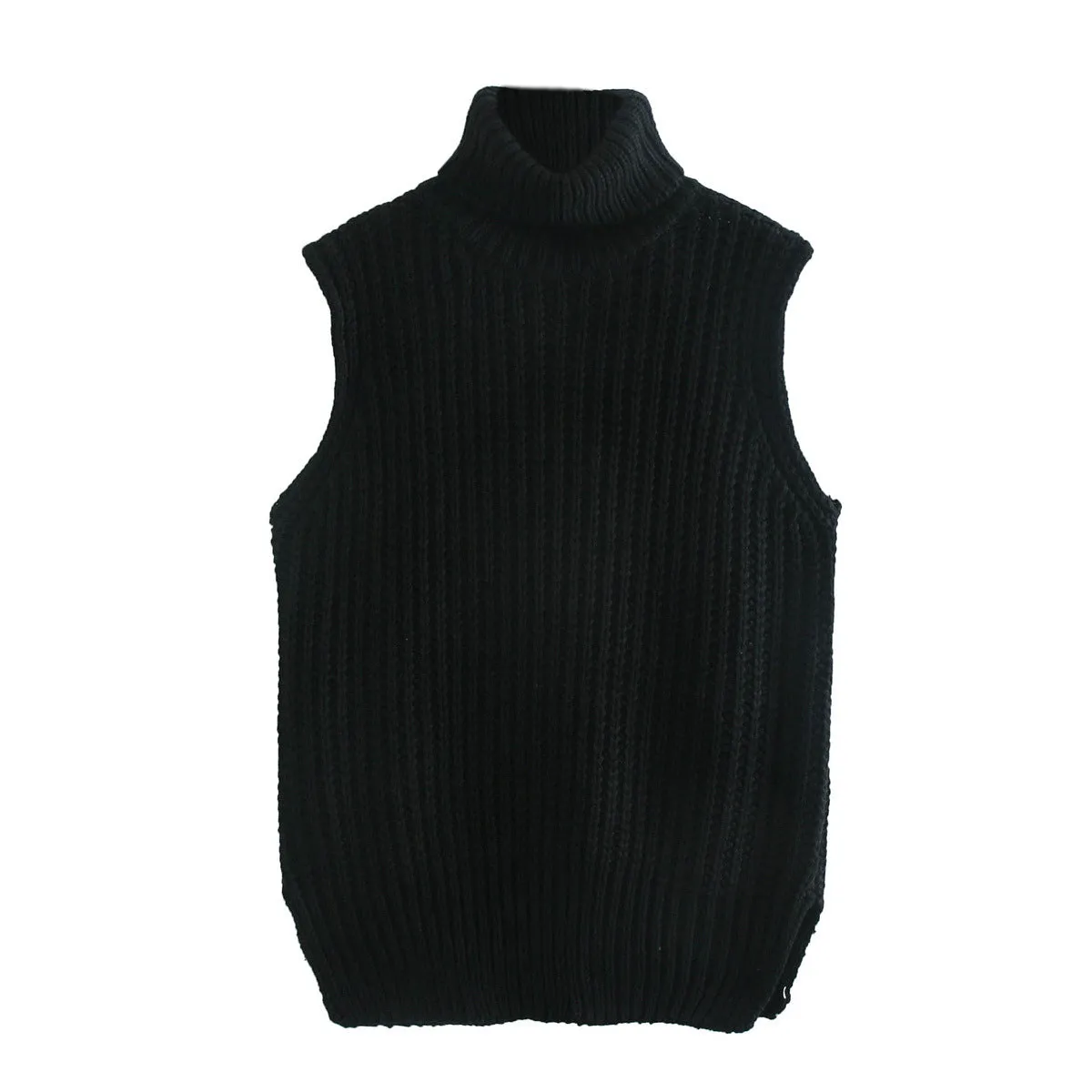 High Heap Collar Knit Vest Sweaters