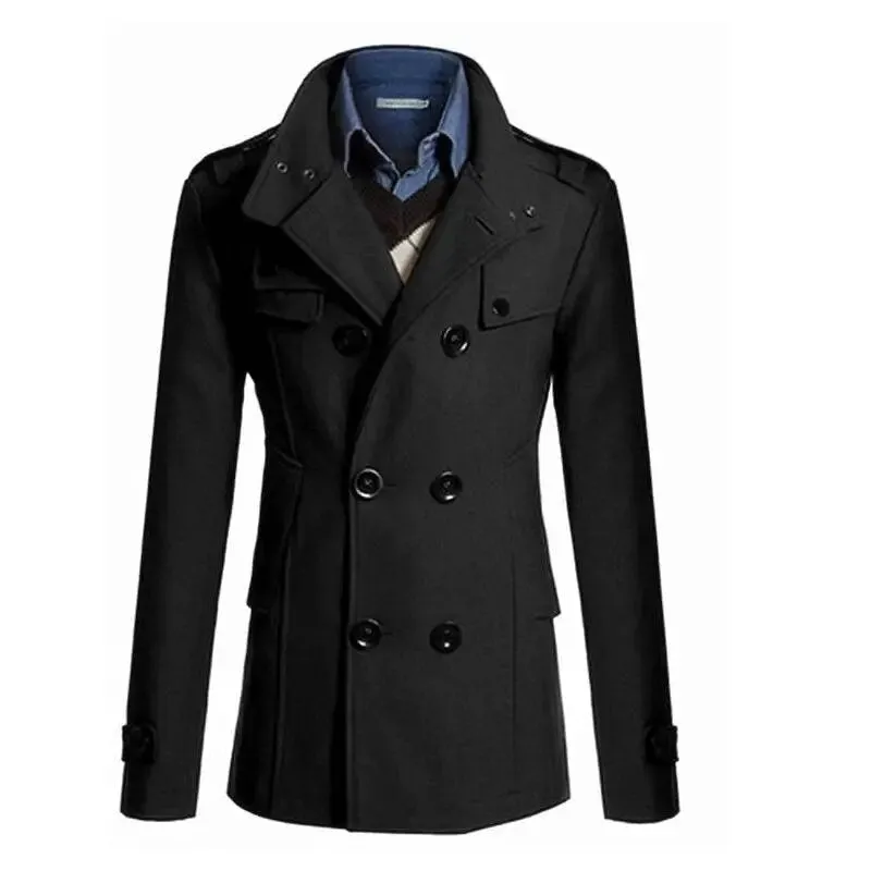 High-Quality Men's Woolen Overcoat