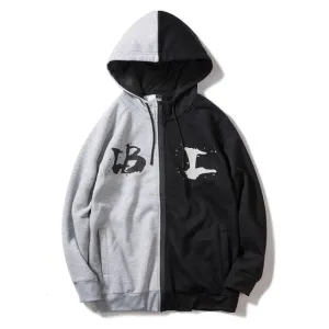 Hoodeds Streetwears Hip-Hop Patchwork