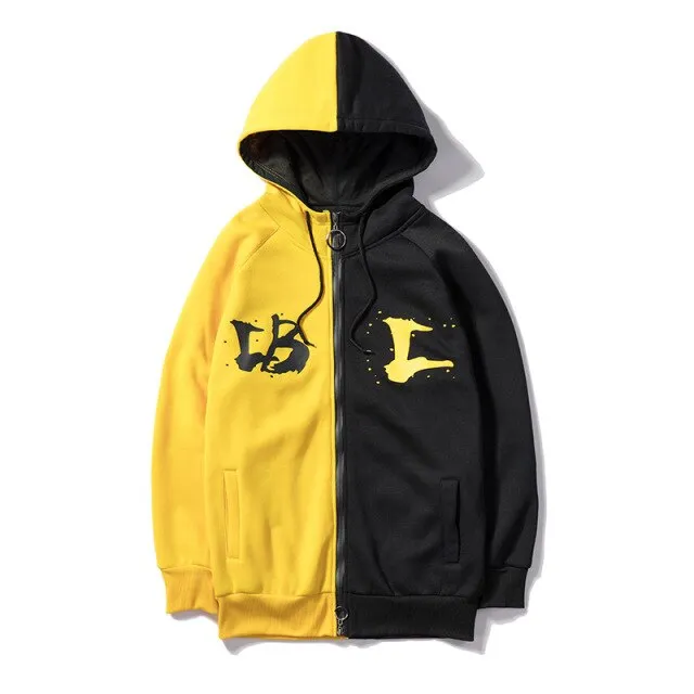 Hoodeds Streetwears Hip-Hop Patchwork