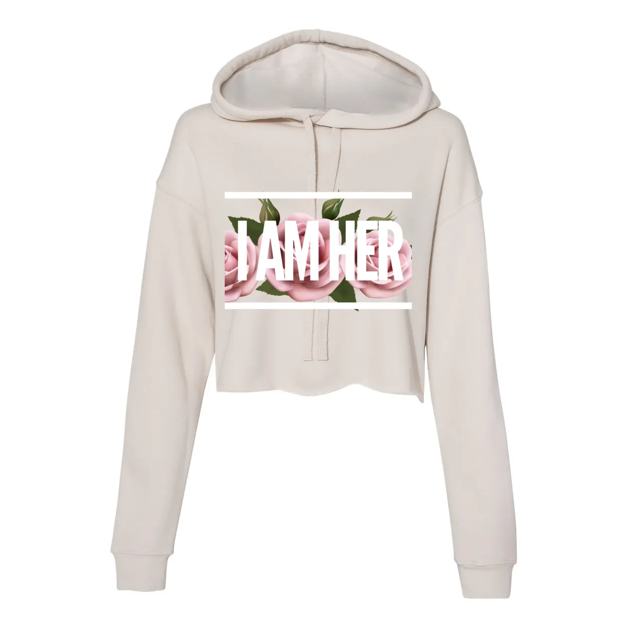 I AM HER en Rose - Women's Cropped Fleece Hoodie - Cream