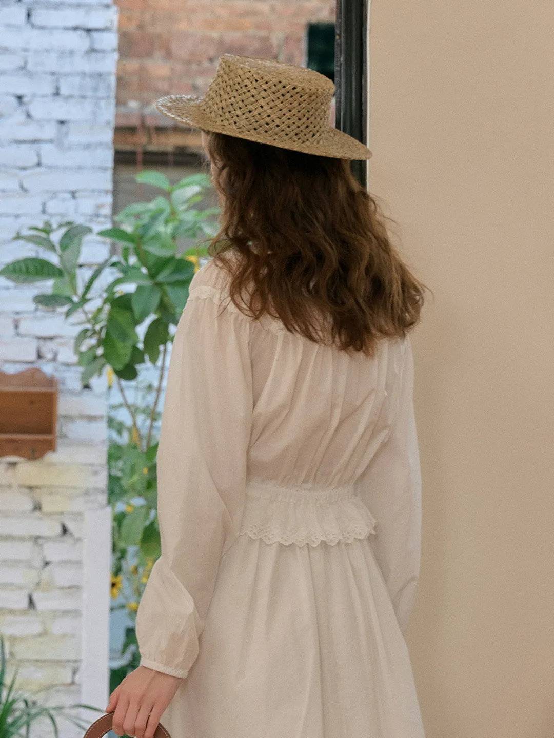Isabella Round Neck Lace Cotton Blouse