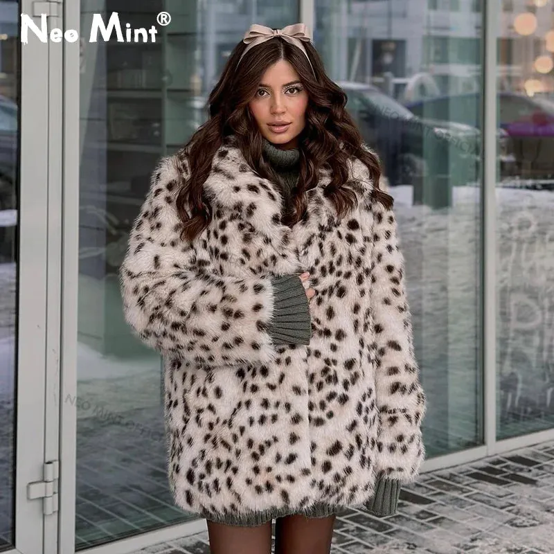 Jacket Hot Long Unique Coat Fur Exclusive Brown New Fashion Best-sellers Brand Fox  Overcoat Faux Women Fur Luxury Leopard Girls Winter