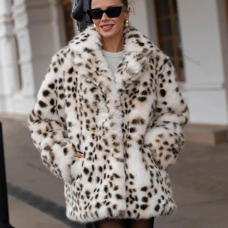 Jacket Hot Long Unique Coat Fur Exclusive Brown New Fashion Best-sellers Brand Fox  Overcoat Faux Women Fur Luxury Leopard Girls Winter