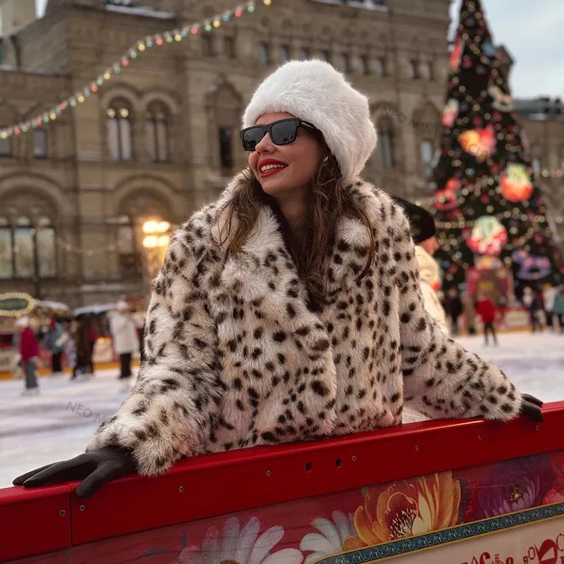 Jacket Hot Long Unique Coat Fur Exclusive Brown New Fashion Best-sellers Brand Fox  Overcoat Faux Women Fur Luxury Leopard Girls Winter
