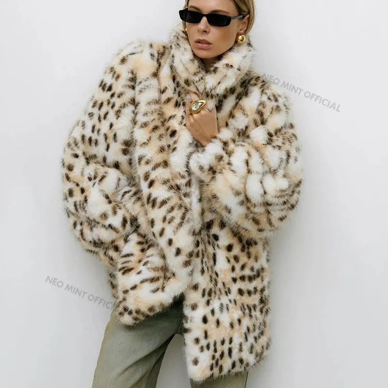 Jacket Hot Long Unique Coat Fur Exclusive Brown New Fashion Best-sellers Brand Fox  Overcoat Faux Women Fur Luxury Leopard Girls Winter