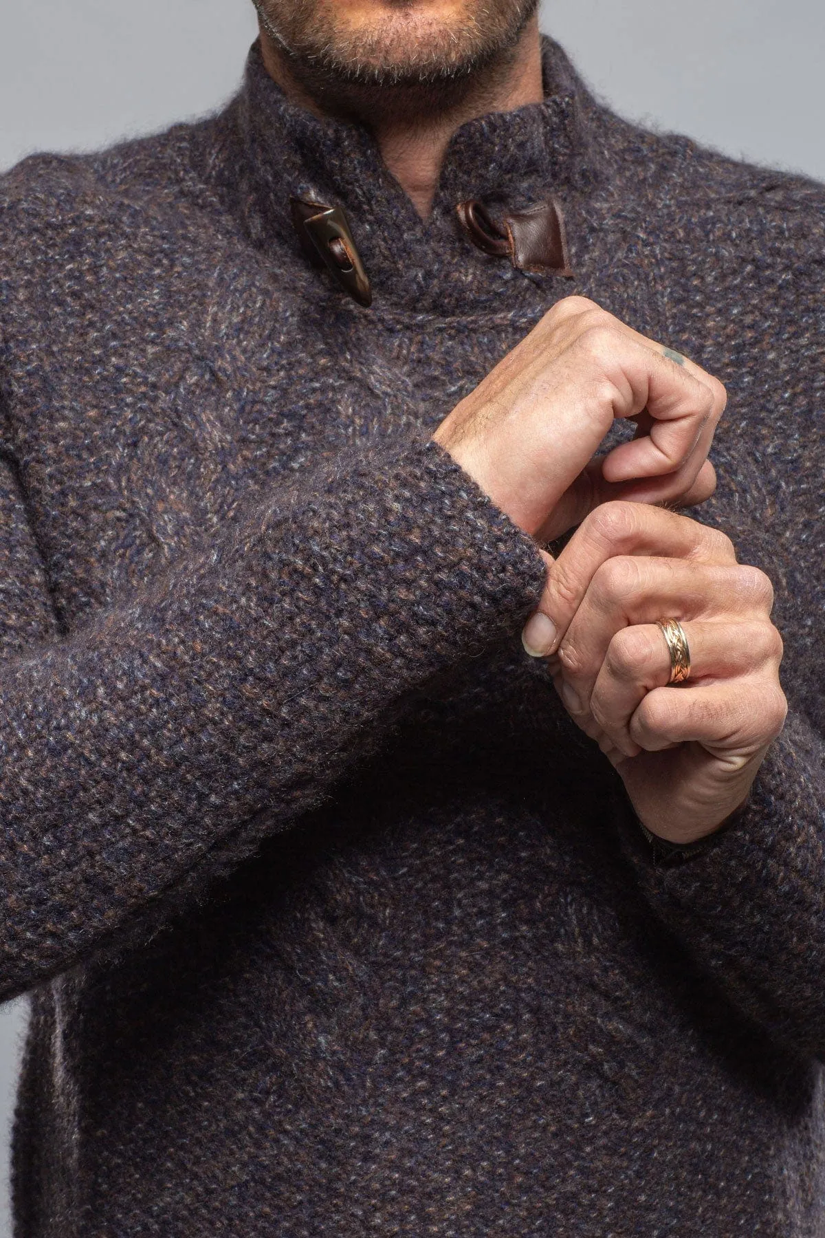 James Cable Sweater in Chocolate Melange