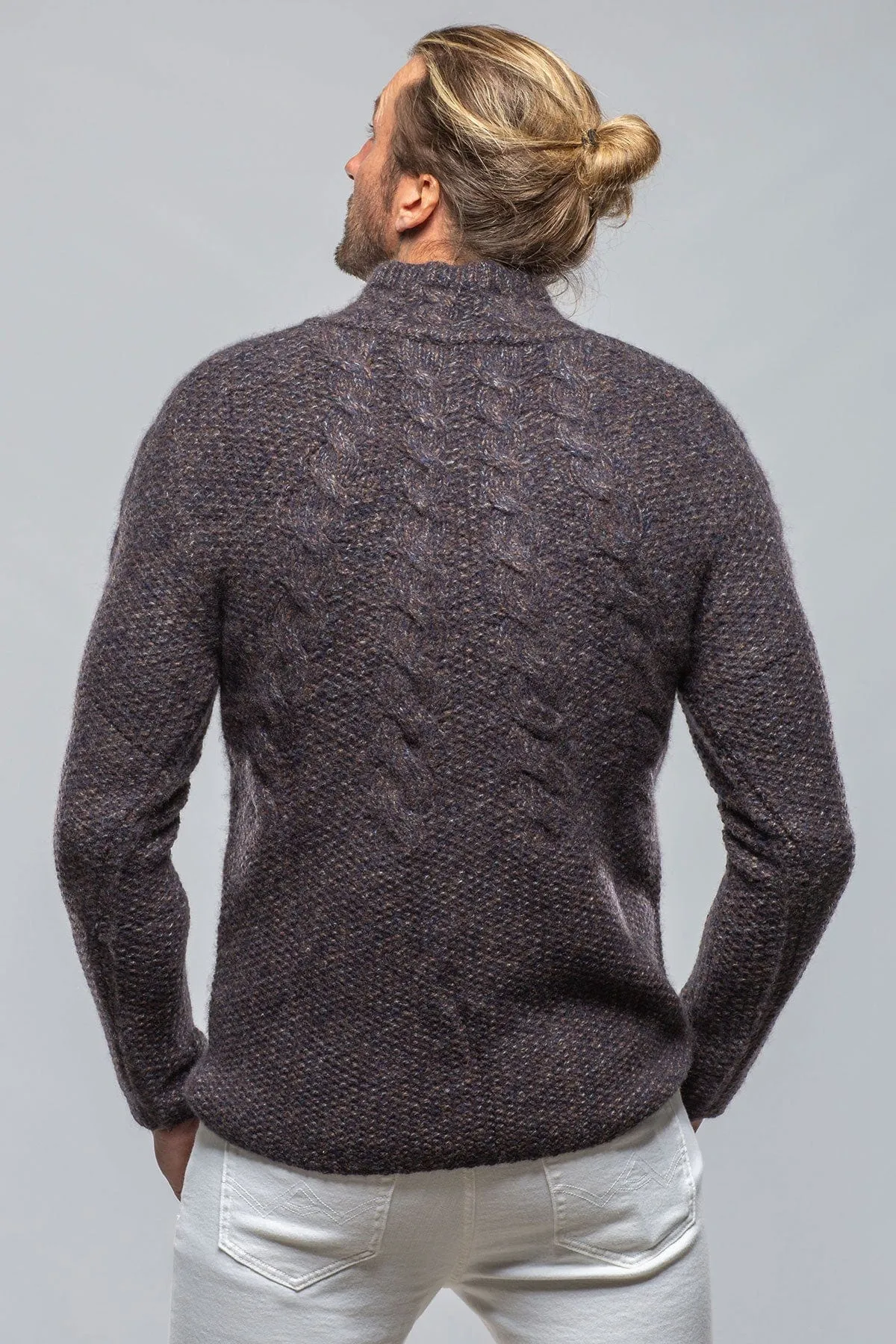 James Cable Sweater in Chocolate Melange