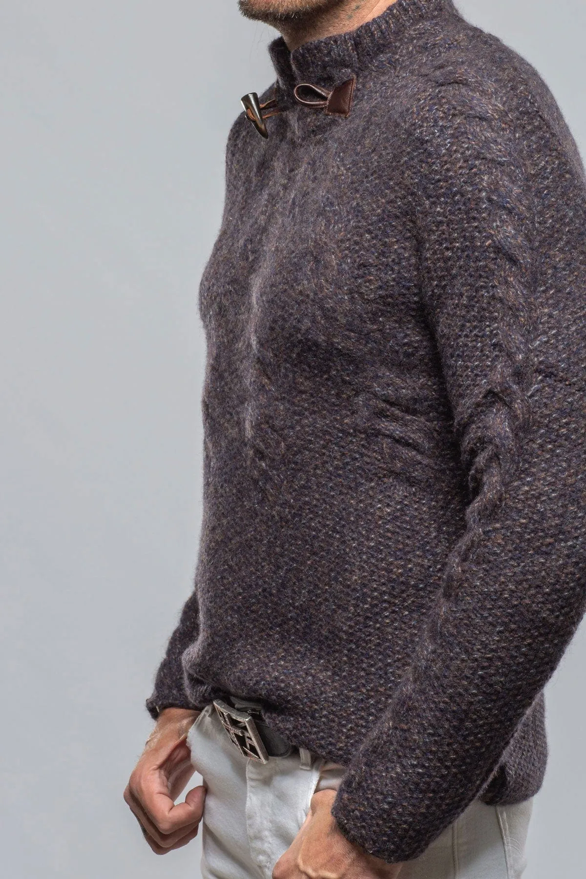 James Cable Sweater in Chocolate Melange