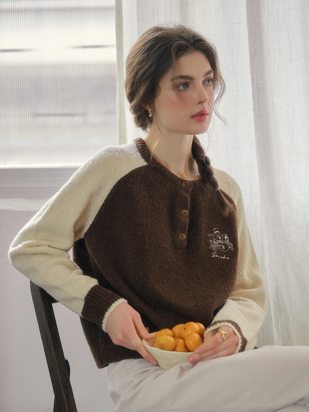 Juno Round Neck Raglan Sleeve Wool Sweater