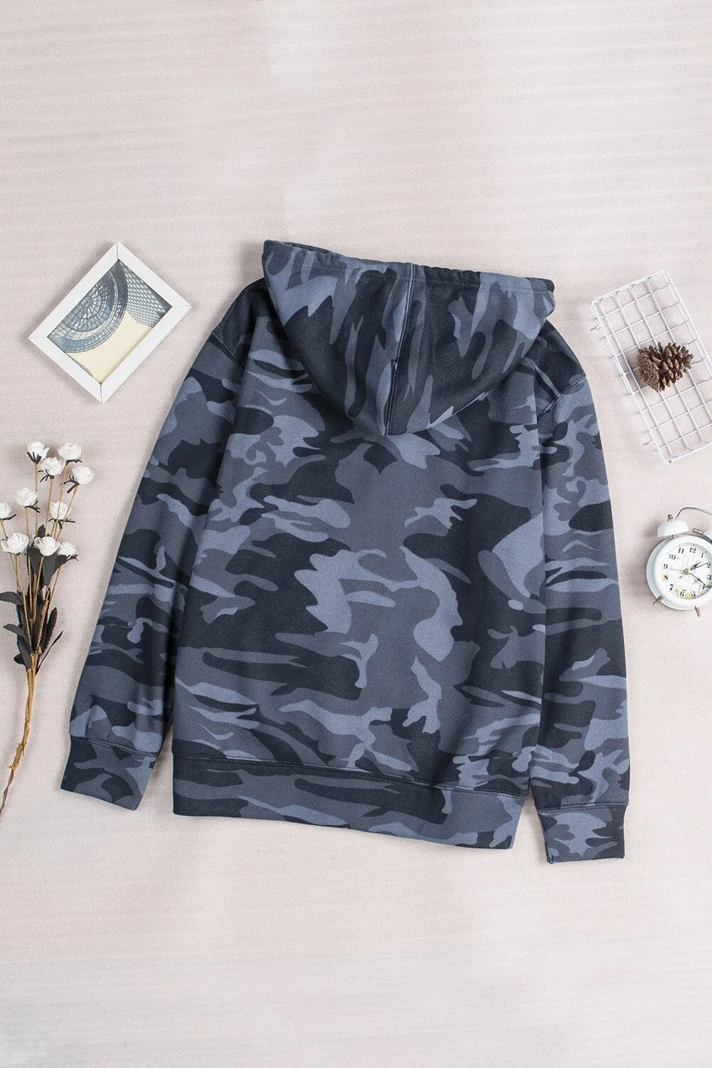 KaleaBoutique Classic Camo Print Zip-up Hooded Coat with Pockets