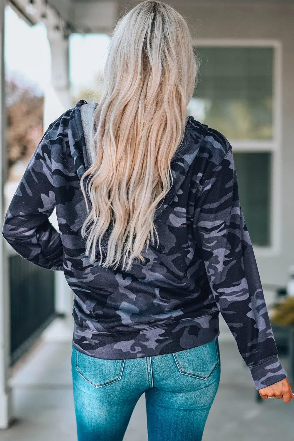 KaleaBoutique Classic Camo Print Zip-up Hooded Coat with Pockets