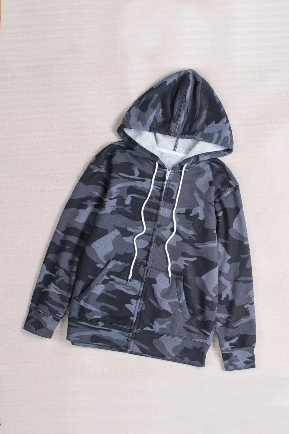 KaleaBoutique Classic Camo Print Zip-up Hooded Coat with Pockets