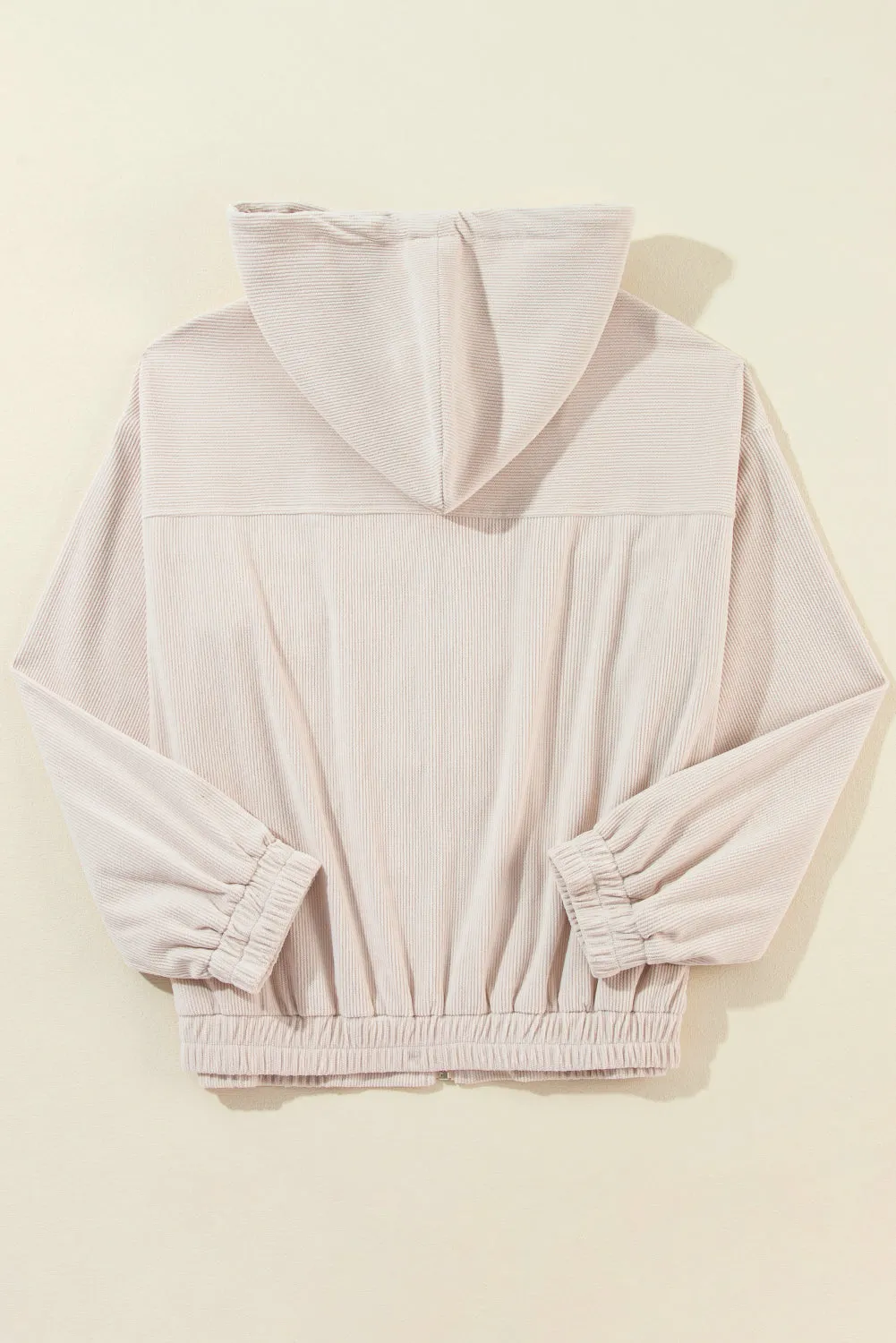 KaleaBoutique Corduroy Drawstring Hooded Pocket Zip Up Jacket