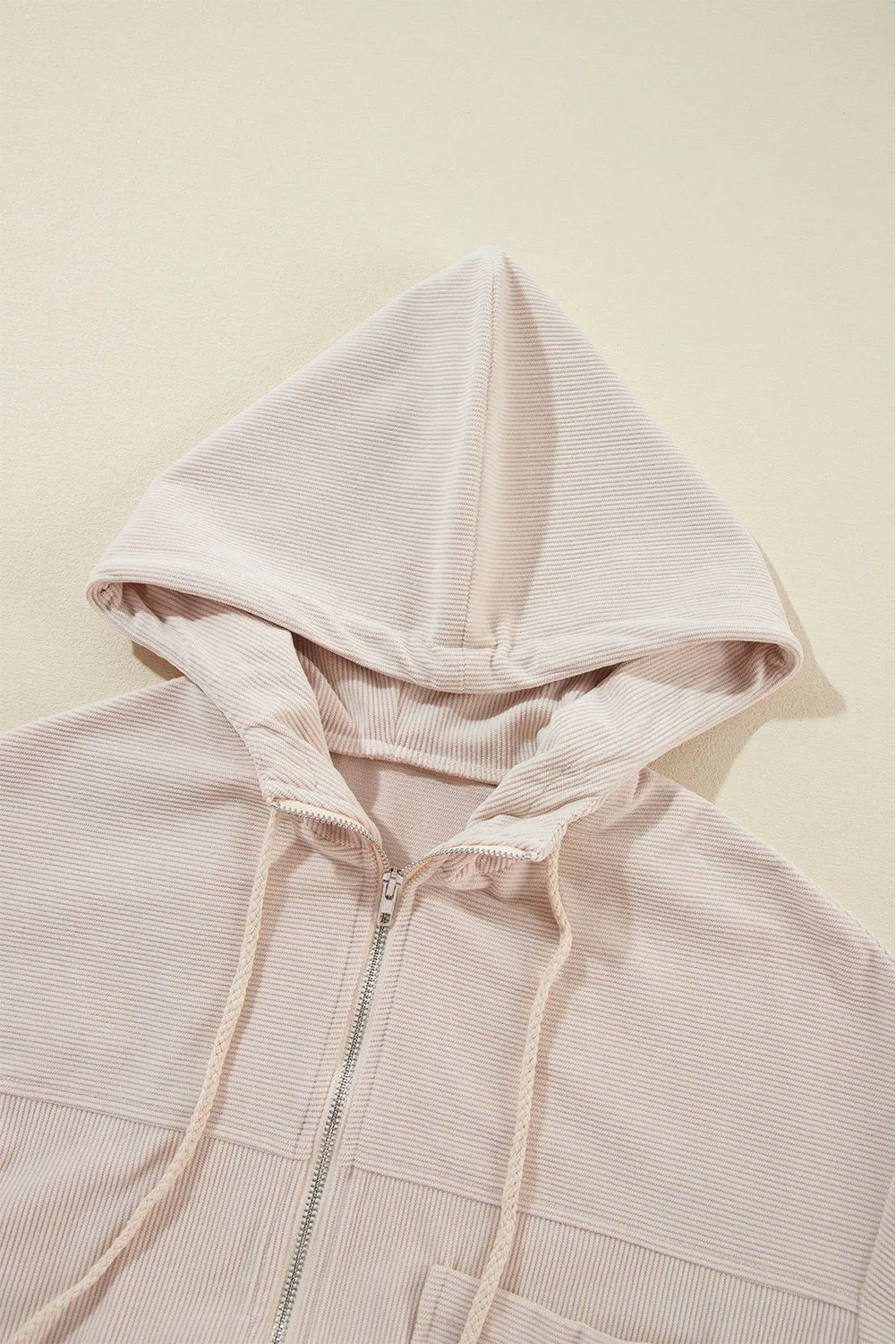 KaleaBoutique Corduroy Drawstring Hooded Pocket Zip Up Jacket
