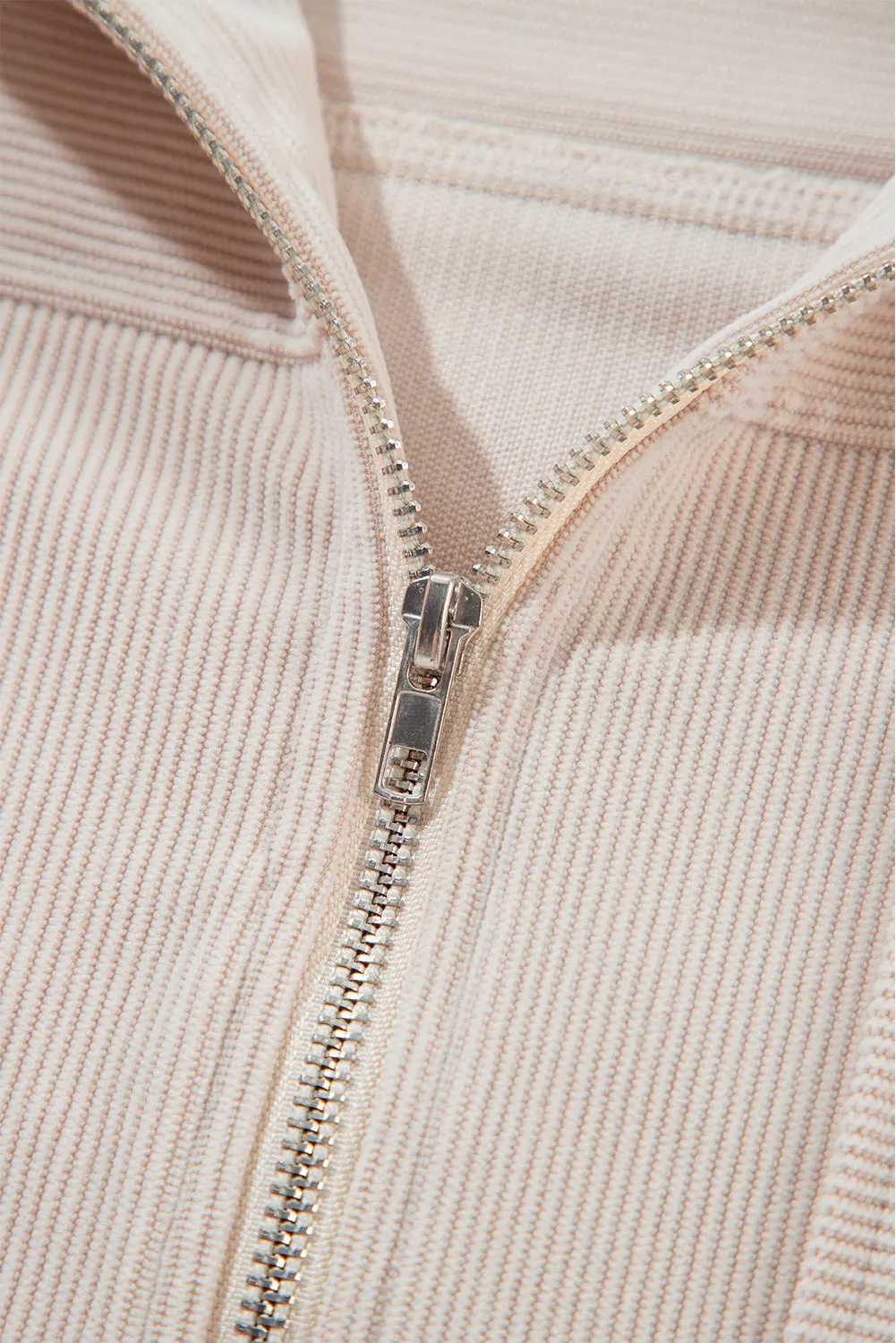KaleaBoutique Corduroy Drawstring Hooded Pocket Zip Up Jacket