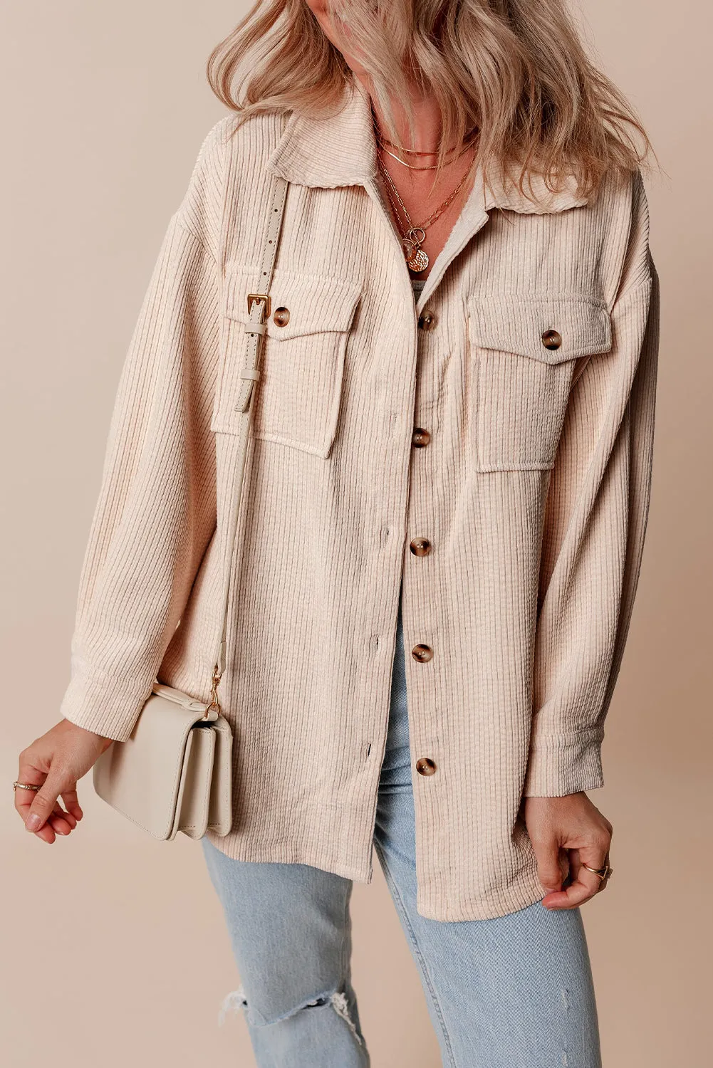 KaleaBoutique Corduroy Flap Pocket Button Up Shacket