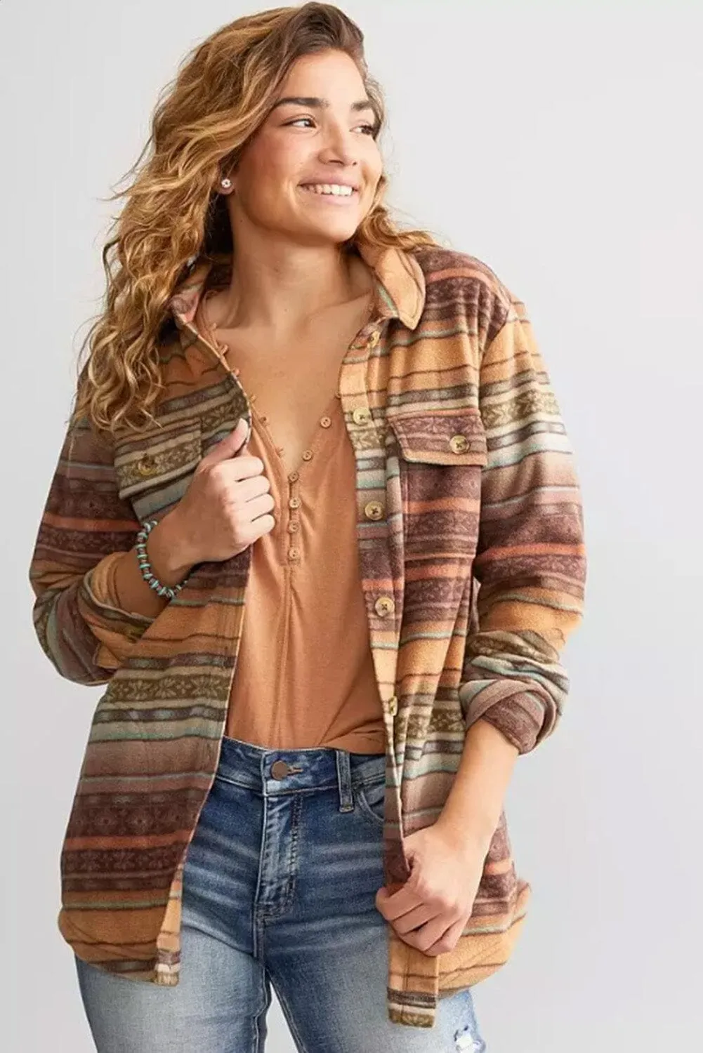 KaleaBoutique Stylish Classic Western Print Fleece Shacket