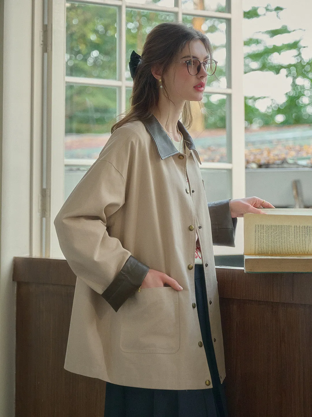 Keti Notched Lapel Pocket Trench Coat