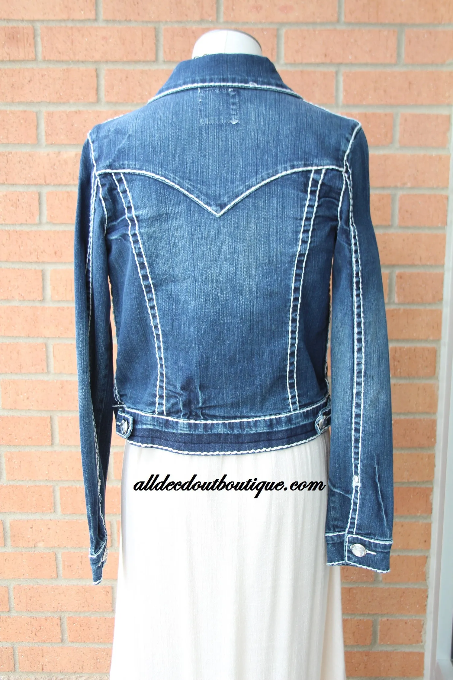 L.A. Idol | Dark Denim Jacket Cross Stitch Pocket