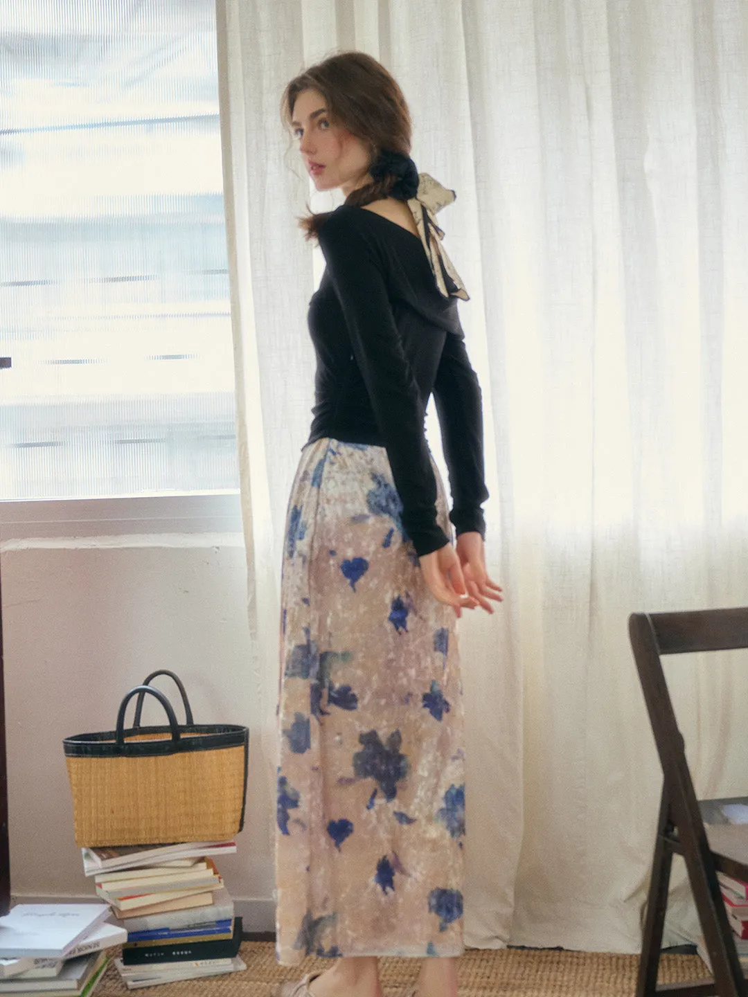 Leona Off-shoulder Velvet Patchwork Dress